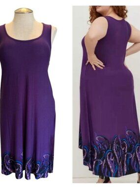 Purple Sleeveless Maxi Dress with Decorative Hem